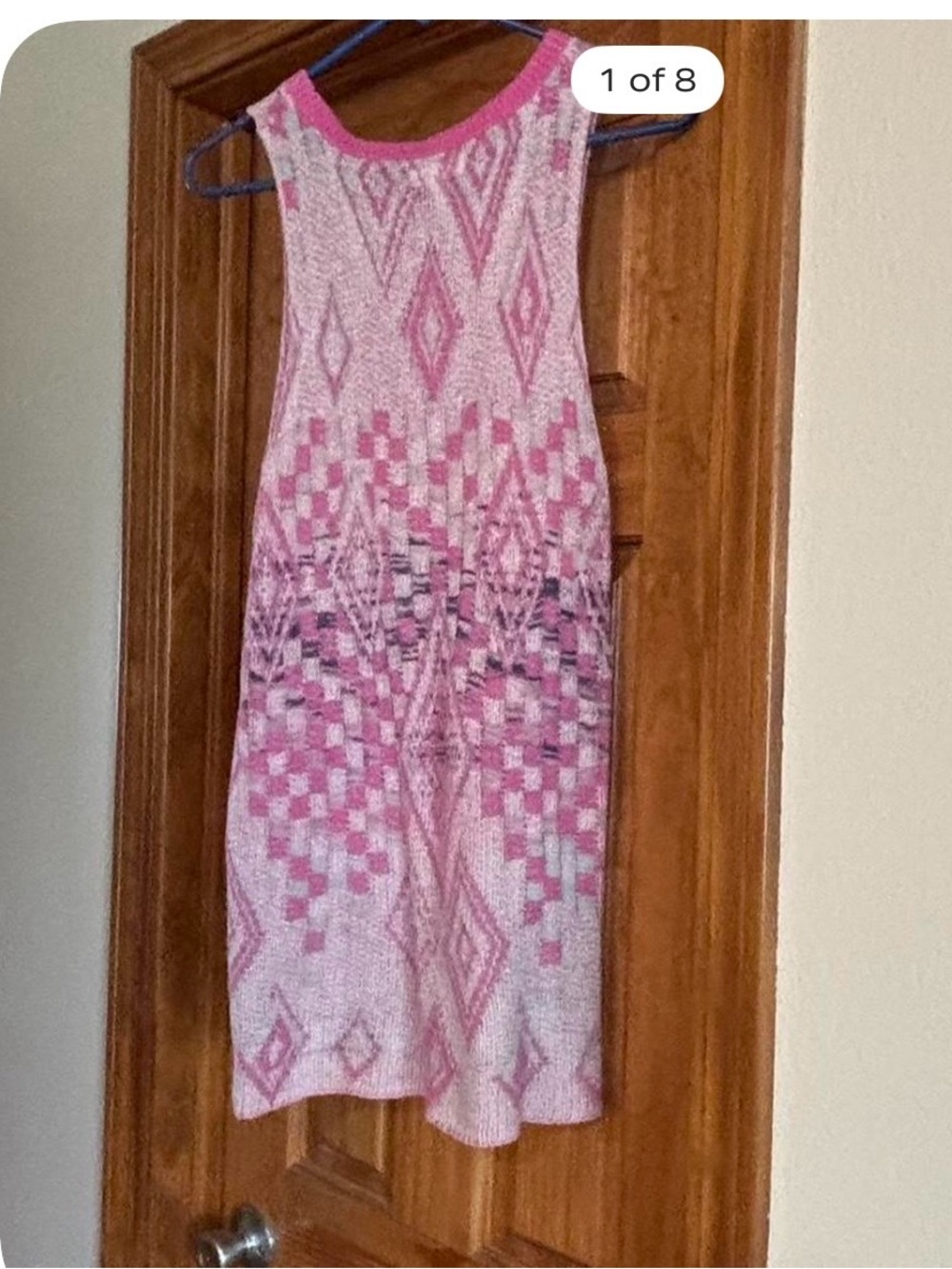 Leith Pink Geometric Knit Tank